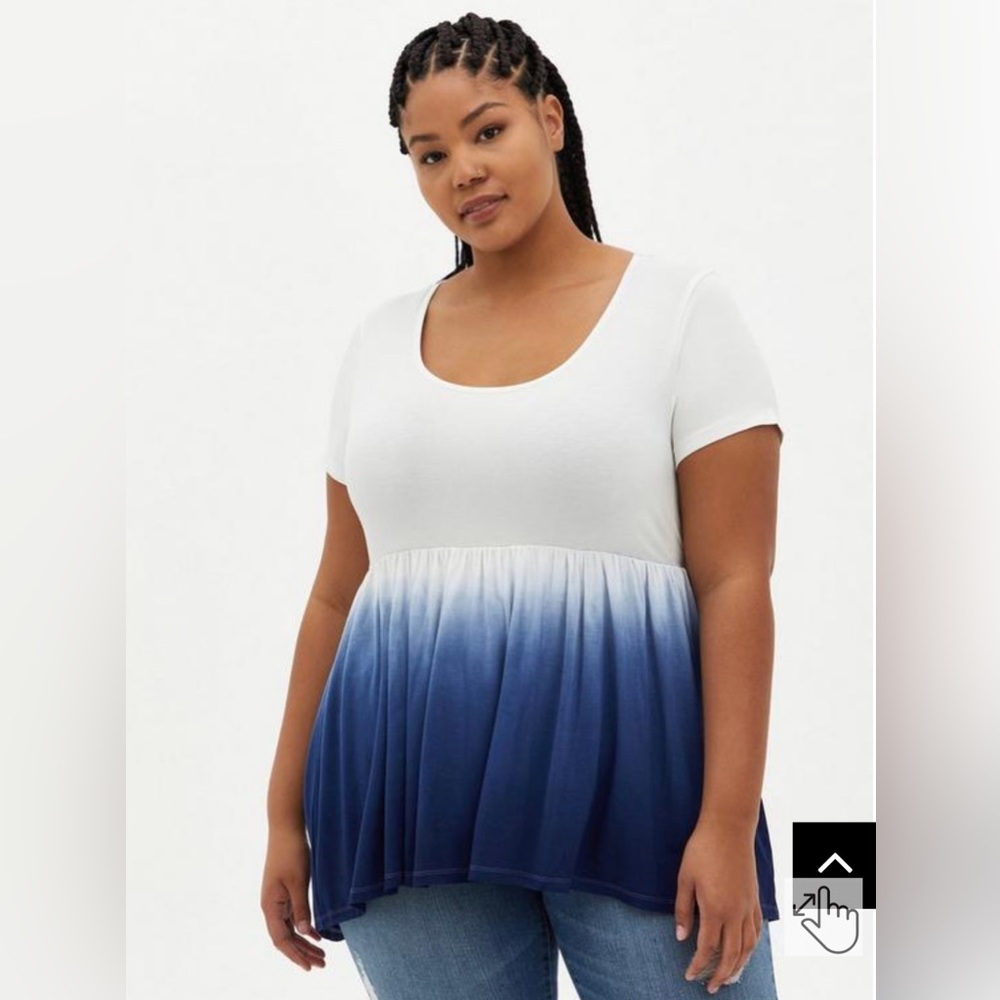 HI-LO BABYDOLL TOP - NAVY DIP-DYE SUPER SOFT size 2